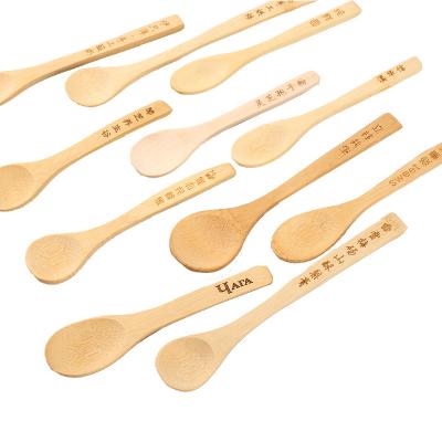 China Sustainable Bamboo powder long handle honey coffee stir mini spoon custom small bamboo spoon for sale