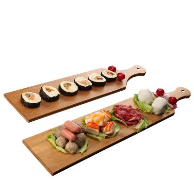 China custom modern long serving tray with handles bamboo serving tray baking food sushi breakfast bakery tray Hc220815 for sale