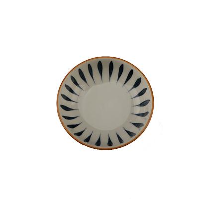 China Sustainable ceramic round olive oil dipping dish snack dish with tray pottery underglaze seasoning dishes sushi dipping bowl for sale