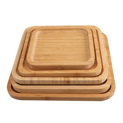 China Customized logo restaurant bread cake barbecue burger dinner plate bamboo wood tray 202208017 for sale