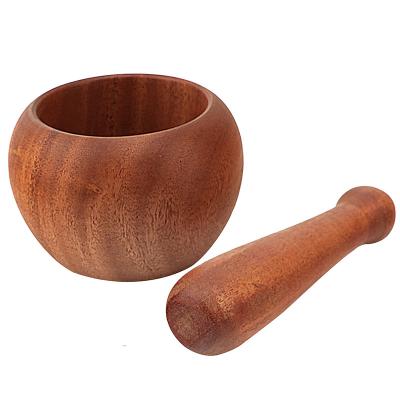 China Sustainable Natural solid wood kitchen tools, Chinese medicine spice masher, peach core wood garlic pot for sale