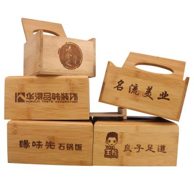 China Retro The drawer at the bottom of the flap can pull out the customized logo lettering bamboo tissue box for sale