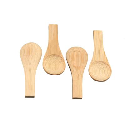 China Disposable Bamboo ice cream powder spoon medicine powder spoon short handle mini condiment spoon for sale