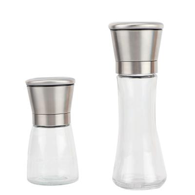 China Sustainable 304 stainless steel lid glass bottle small grinder grinder manual pepper grinder for sale