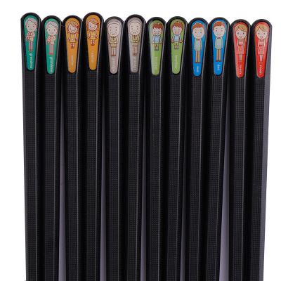 China Sustainable Plastic pps6 double hexagonal black alloy chopsticks for family members for sale