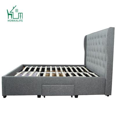 China Free Sample Tufted Metal Upholstered Sizes Double Bed Frame for sale