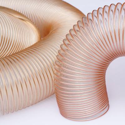 China PU Large Diameter Steel Wire Hose For Dust And Chips Industry Wood Suction Tube Highly Flexible And Compressible PUGS41 for sale