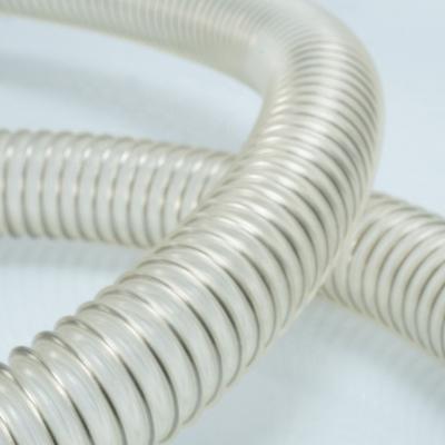 China Hot Selling High Steel Elastic Wire Reinforced TPU Hose Smooth Inner Tubing For Woodmaking Machinery And Industry Clear Hose GS041 for sale