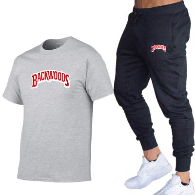 China Plus Size Mens Backwoods Sportswear T Shirt Pants Casual Fit Jogging Custom Two Piece Short Set Gym Tracksuit Suits for sale