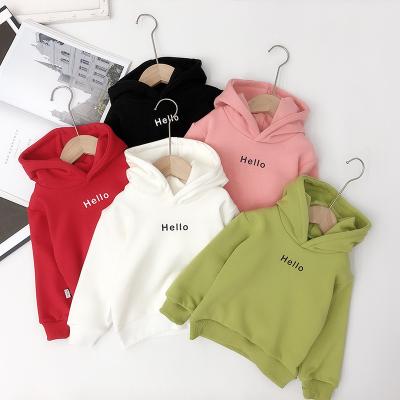 China Children Winter Windproof Clothing Solid Color Hoodies Fashion Thicken Warm Sweatshirt Toddlers Boys Girls Casual Hoodies for sale