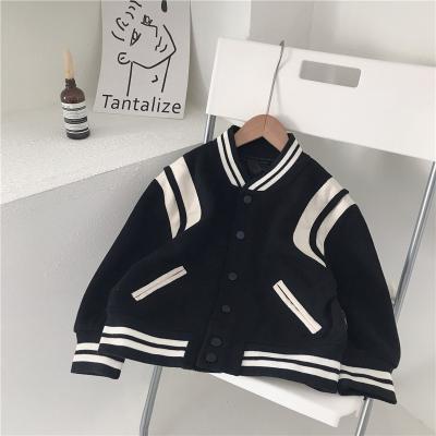 China Windproof Kids Fashion Splice Baseball Uniform Jacket Autumn Long Sleeve Outfits Boys Streetwear Coat For 3-8T for sale