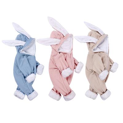 China Hot Autumn Winter Onesie Clothing Bunny Cotton Newborn Baby Infant Solid Color Fleece Long Sleeve Zipper Rompers Outfits for sale