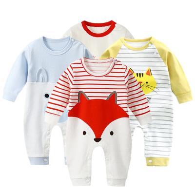 China Acrylic Fibers Newborn Infant Boys Girls Boys Unisex Cotton Long Sleeve Rompers Set One Piece for sale