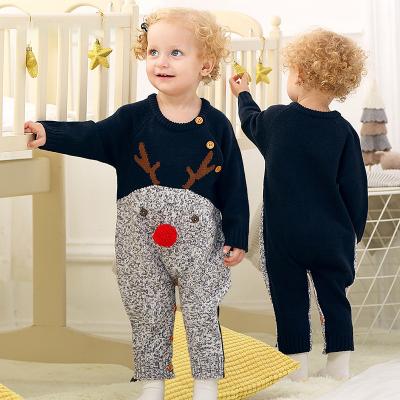 China Special Acrylic Fiber Fawn Knitting Jumpsuit Autumn Winter Baby Kids Christmas Clothing Boys Girls Sweaters Rompers for sale