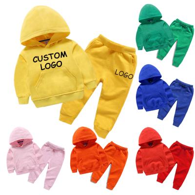 China Casual Colorful Kids Clothes Autumn Long Sleeve Cotton Hooded Pullover Kids Outfits Casual Two Piece Set for sale