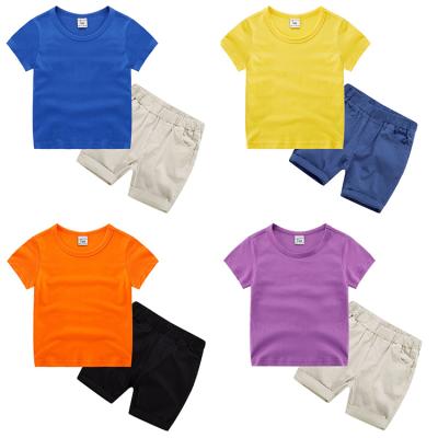 China Casual 1 To 8 Years Old 2 Pcs Summer Kids Clothes Sports Clothes Baby Boy T-shirts 2 Pieces Set Kids Toddler Clothing Woven Pants for sale