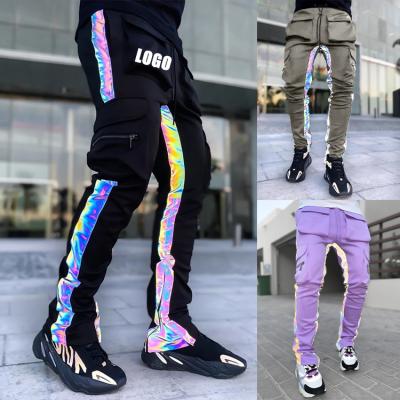 China Breathable Reflective Custom Multi Pockets Jogger Zipper Pants Mens Fashion Hip Hop Straight Pants Sweatpants for sale