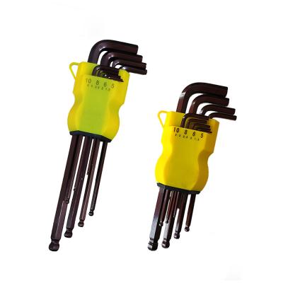 China Factory Wholesale 9pcs High Quality Chrome Vanadium Steel Ball End Repair Factory L Type Hex Allen Key Wrench Set Torx Hexagon for sale