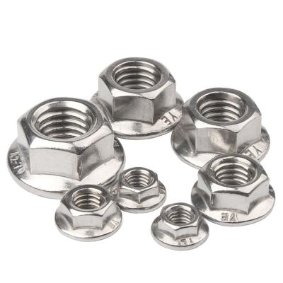 China Heavy Industry Stainless Steel Ss201 Ss316 304 Metric Serrated Hex Flange Nuts M4 M5 M6 M8 M10 M12 M14 M16 M20 for sale