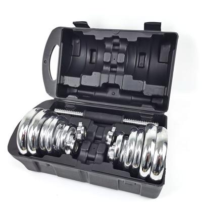 China Durable High Quality Fitness Weight Lifting Combination Adjustable Chrome Weightlifting Electroplating Dumbbell Set for sale