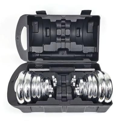 China Durable Factory Hot Sale Barbell Weight Plates Set Electroplated 30KG Dumbbells Fitness Gym Equipment Adjustable Dumbbell Sets for sale