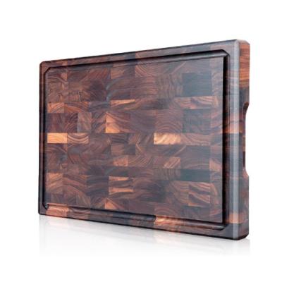 China Sustainable Butcher Block Cutting Board-Deep Juice Grooves, Black Walnut Anti-Slip End Grain Feet for Kitchen for sale