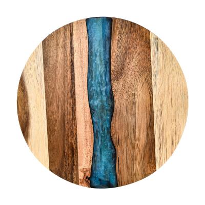 China Best selling China factory custom super super acacia wood with epoxy resin cutting board for kitchen, steak board, cheese board for sale