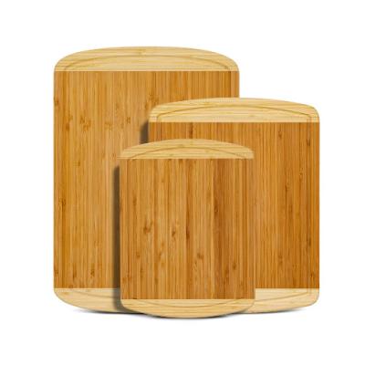 China Sustainable Organic Bamboo Cutting Board Set of 3 with Juice Groove Wooden Chopping Board Set for Cooking, Meat and Cheese for sale