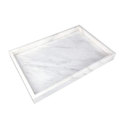 China Sustainable Natural Marble Tray for Office/Kitchen/Vanity/Bathroom, Stone Organizer Tray for Coffee Table, Dish Holder for Tissues for sale