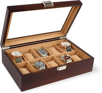 China Sustainable High Quality Wooden Watch Box 10 Slot Display Case Jewelry Box Organizer Watch Holder for Men and Women for sale