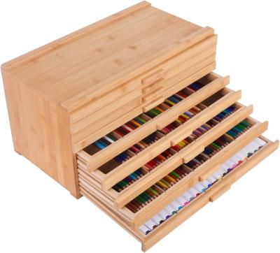 China Artist Direct Sustainable Factory 9-Drawer Large Capacity Bamboo-Wood Supply Storage Box with Separate Compartments for sale