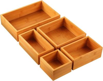 China Sustainable High Quality Bamboo Drawer Organizer Storage Box Multi-Use Drawer Organizer for Kitchen for sale