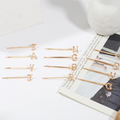 China Environmentally Friendly Hairpins Accessories Single Bangs Metal Word Clip Headdress Girls Letter Side Hair Pin for sale