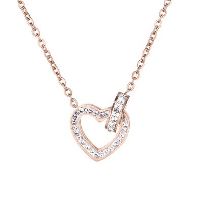 China Hot Selling Eco-Friendly Fashion Heart Diamond Chain Necklace Choker Pendant Necklace For Women for sale