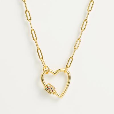 China Punk Female Cuban Heart Link Chain Jewelry Necklace Hiphop Personality Hip Hop Color Pendant Necklace for sale