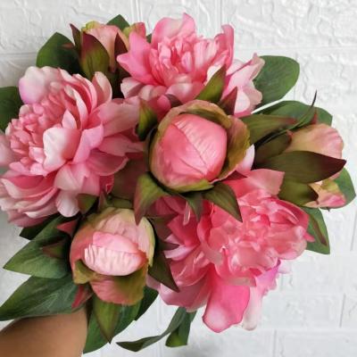 China Fabric The Best Selling 7 Heads 40cm Length Artificial Flower Silk Peony For Wedding Party for sale