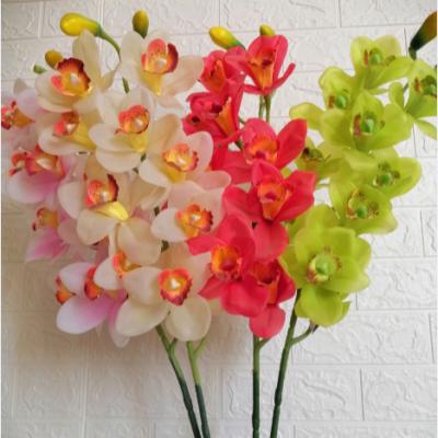 China Minimalist High Quality Real Touch Artificial Flower Plastic Single Stem Orchid With 9heads + 2 Large Buds For Mothers Day Fathers Day for sale