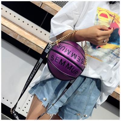 China Spherical Cheap Purse Handbags Basketball Shaped High Quality Top Chain Handle Fashion Shoulder Bag Prices Chain Purses for sale