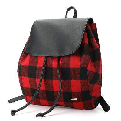 China Full size classic red and black cotton tartan plaid pu check custom logo backpack for women for sale