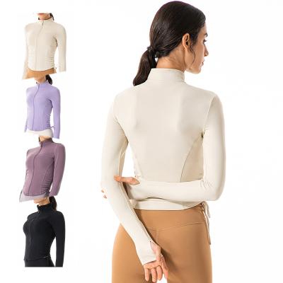 China Breathable Sportswear Women Long Sleeve Gym Wear Tops Fitness Yoga Wear Gym Coat Tops Yoga Wear Tops for sale