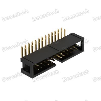 China Desentech PCB Double Row DIP Box Header Right Angle Connector 2.54mm H9.0 W8.80 for sale