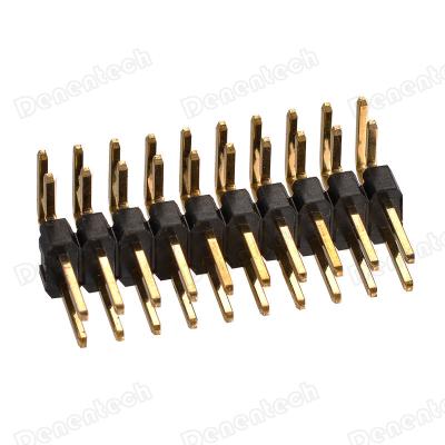 China SMT Denentech Pitch Connector Type 2.54mm Dual Row H2.5mm Right Angle DIP Pin Header Connector For PCB for sale