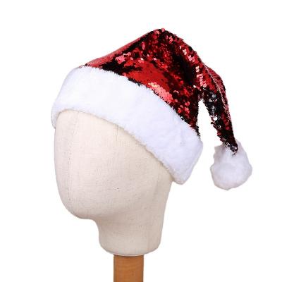 China Unique Sequin Fabric Christmas Party Hat Christmas Hat Best Selling Santa Hat Sequins for sale