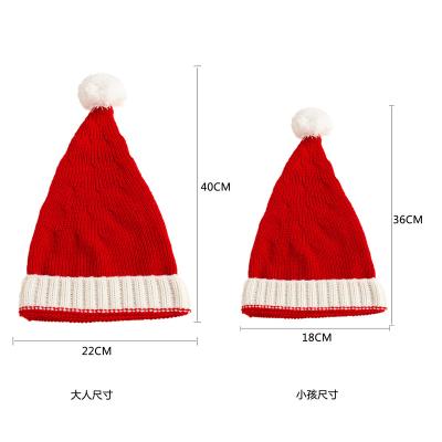 China Cute Beanie Hat Solid Color Warm Christmas Cloth Parent-child Hat Pompom Kids Girl Boy Crochet Mom Baby Beanie Hat For Kids for sale