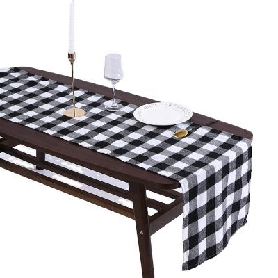 China Wholesale Christmast Ornament 2022 New Christmas Tablecloth Printed Christmas Table Checkered Flag for sale