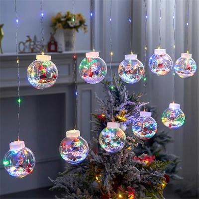 China DIY PET Christmas Ball Santa LED Curtain Light String Christmas Tree Decoration for Home Navidad Natal Noel Ornament New Year Gifts for sale