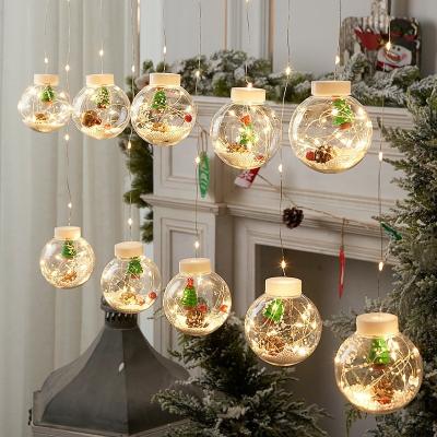 China DIY PET Christmas Ball Santa LED Curtain Light String Christmas Tree Decoration for Home Navidad Natal Noel Ornament New Year Gifts for sale