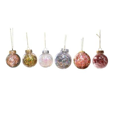 China Wholesale Transparent Christmast Ball PET New Christmas Ornament Silk Decorated Christmas Tree Ornaments Pendant Props 4PCS A Box for sale