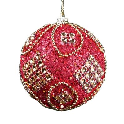 China 1PC Creative PET Round Shape Foam Glitter Ball Christmas Tree Hanging Ornaments For Christmas Xmas Decoration for sale