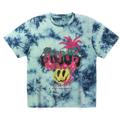 China Custom Rhinestone Tees Summer Tees Dye Tie Dye Garment Sleeve Breathable T-shirt Oversized Graphic HIGH Streetwear hiphop Short T-shirts Men for sale